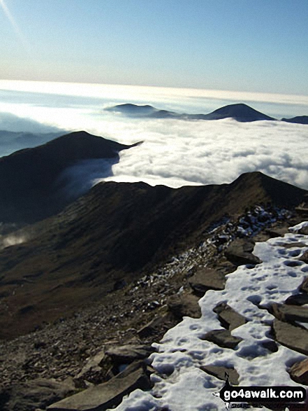 Walk gw186 Garnedd Ugain, Snowdon (Yr Wyddfa) & Moel Cynghorion from Llanberis - Temperature Inversion from the summit of Snowdon (Yr Wyddfa)