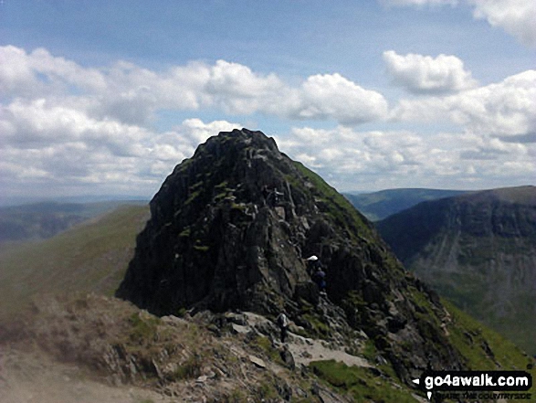 Walk c427 Helvellyn via Striding Edge from Patterdale - The final 'bad rocky step' on Striding Edge