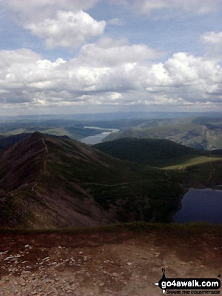 Walk c113 Helvellyn from Thirlmere - Swirral Edge, Catstye Cam, Red Tarn (Helvellyn) and Ullswater from the summit of Helvellyn