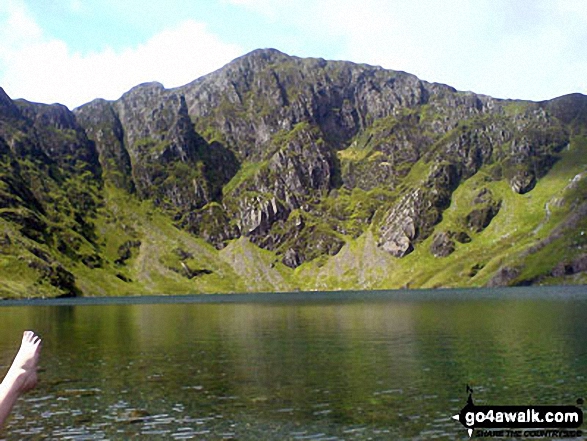 Cadair Idris from Llyn Cau I am a little camera shy so 'me' is my foot in the photo!