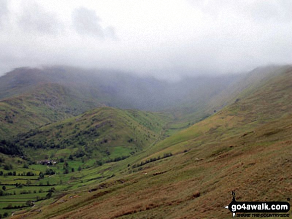 Troutbeck Tongue from Garburn Road with Stony Cove Pike and Thornthwaite Crag beyond covered in cloud