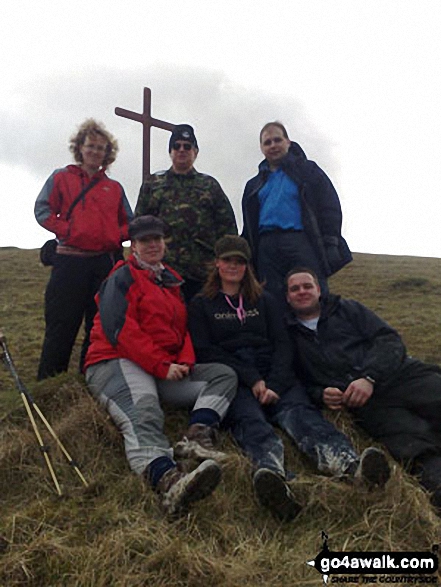 My family on Cherhill Hill, The Cherhill Downs near the White Horse on Good Friday after carrying the wooden cross up the hill. 