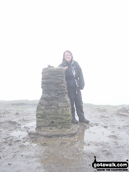 Walk ny101 The Yorkshire Three Peaks from Horton in Ribblesdale - Pen-y-ghent summit during the Yorkshire Three Peaks of Challenge Walk