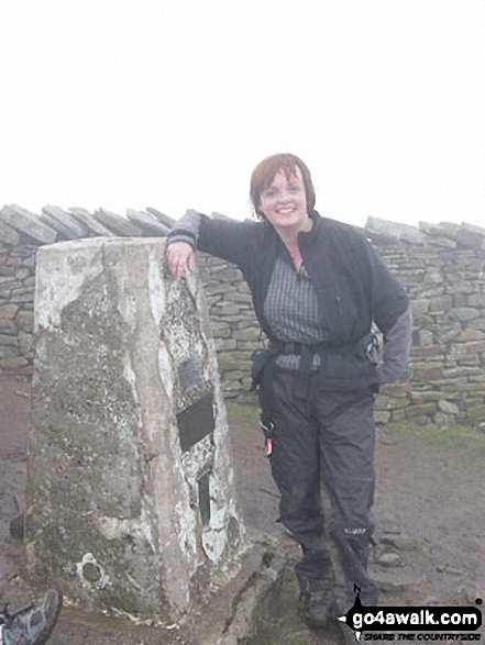 Walk ny101 The Yorkshire Three Peaks from Horton in Ribblesdale - Whernside summit during the Yorkshire Three Peaks of Challenge Walk