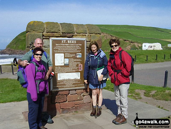 Walk c103 St Bees Head Lighthouse andd Sandwith from St Bees - Ann Strain, Kevin Finn, Jill Willcockson and Theresa Howard at St Bees at the start of