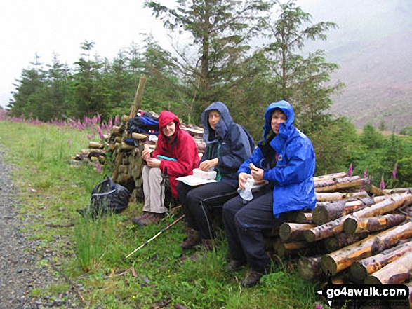 Walk c387 Pillar from Black Sail Hut - Sheltering from the rain in Ennerdale