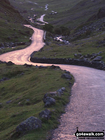 Walk c338 Great Gable and Kirk Fell from Honister Hause - The winding road up Honister Pass