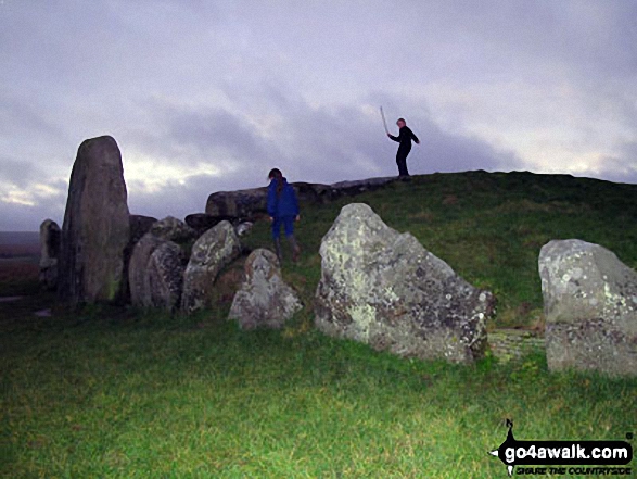 My son and his cousin at a Longbarrow near Silbury Hill at dusk 