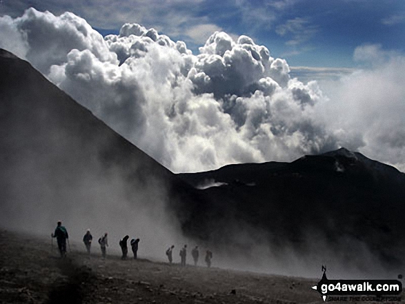 My group of annual trekkers on Mount Etna in Mount Etna National Park Sicily Italy