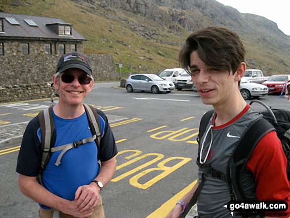 Walk gw198 The Welsh 3000's (Snowdon Area) from Pen-y-Pass - Andy and Roman at Pen-y-Pass before our expedition up Mount Snowdon