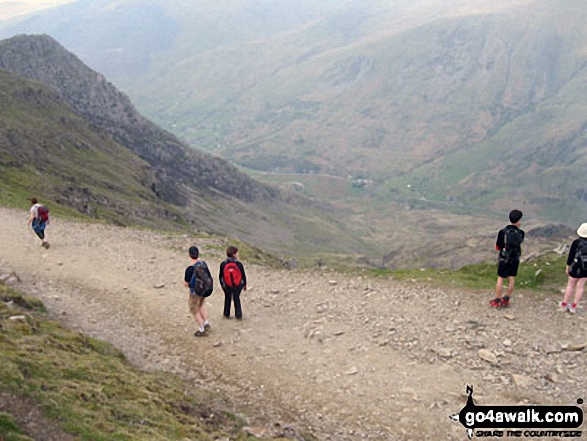 Walk gw158 Garnedd Ugain, Snowdon, Moel Cynghorion, Foel Gron and Moel Eilio from Llanberis - Fantastic view from Clogwyn Station on the Llanberis Path down Snowdon