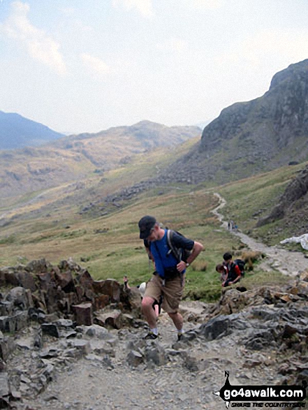 Walk gw136 The Snowdon (Yr Wyddfa) Horseshoe from Pen y Pass - On the PYG Track climbing Mount Snowdon