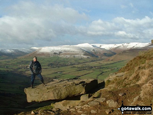 Walk d212 Alport Castles from Fairholmes Car Park, Ladybower Reservoir - Snow on Kinder Scout from Alport Castles