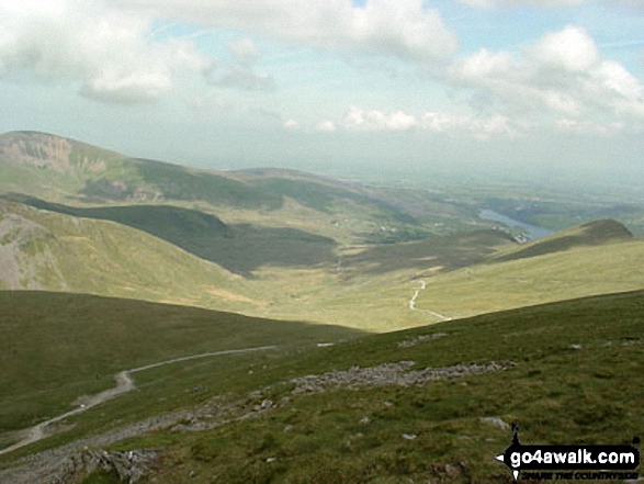 Walk gw126 Snowdon via The Llanberis Path - Llanberis and Llyn Peris from the Llanberis Path on Mount Snowdon