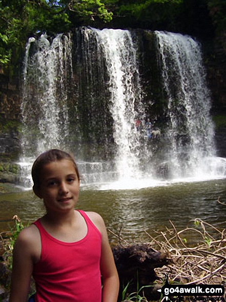 Kacey at Sgwd yr Eira - the four waterfalls walk 