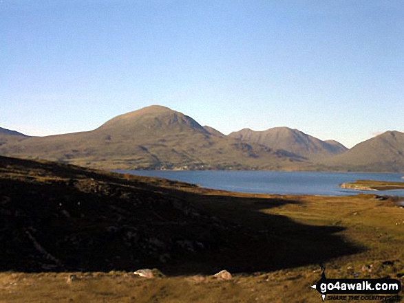 The Beinn Alligin Group featuring Tom na Gruagaich (Beinn Alligin) and Sgurr Mhor (Beinn Alligin) across Loch Torridon from the lower slopes of Beinn Damh