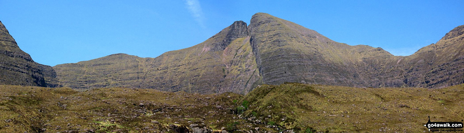 Sgurr Mhor (Beinn Alligin) and Na Rathanan with two soaring eagles from Coire Mhic Nobuil, Torridon, Wester Ross