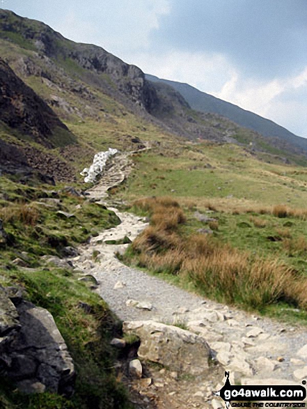 Walk gw154 Llyn Llydaw and Glaslyn via the PYG Track and Miners' Track from Pen y Pass - The Pyg Track on the way up Mount Snowdon