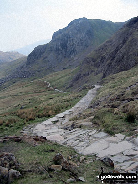 Walk gw154 Llyn Llydaw and Glaslyn via the PYG Track and Miners' Track from Pen y Pass - The Pyg Track route up Mount Snowdon from Pen-y-Pass