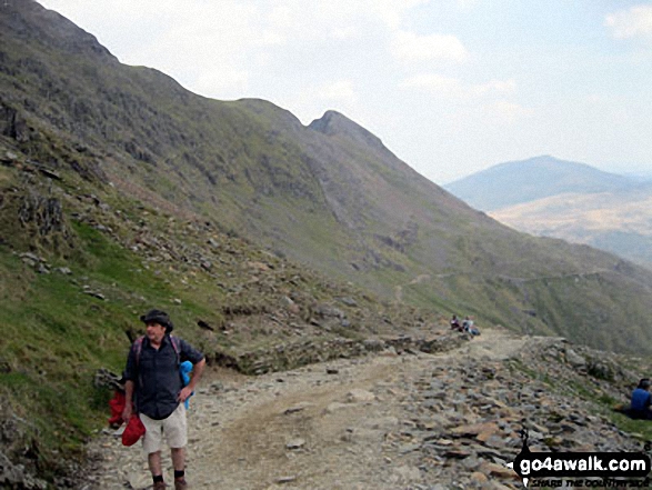 Walk gw136 The Snowdon (Yr Wyddfa) Horseshoe from Pen y Pass - Up, up and up The Pyg Track heading for Snowdon