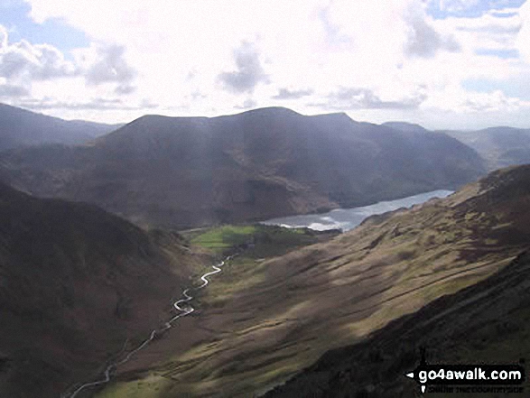 Walk c313 The Newlands Fells from Hawes End - The High Stile Ridge (High Crag, High Stile and Red Pike) beyond Buttermere from Hindscarth Edge