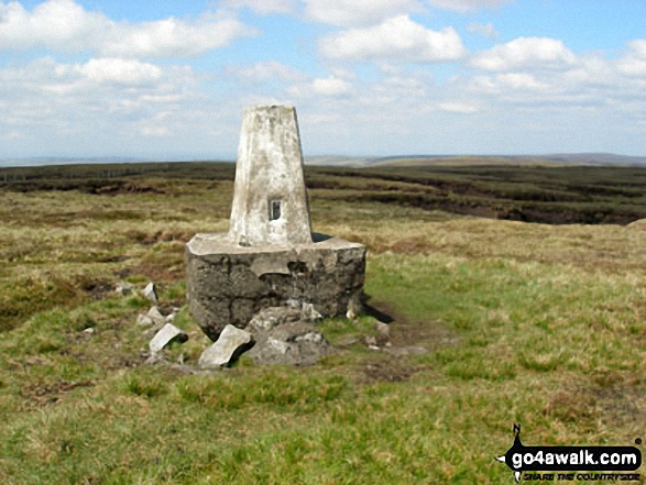 Walk du152 Great Stony Hill and Dead Stones from Burnhope Reservoir - Burnhope Seat summit Trig Point