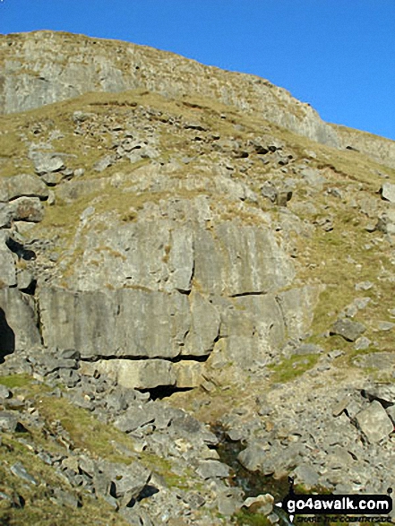 Walk c419 Brownber Hill, Backstone Edge and High Cup Nick from Dufton - Stream emerging from a mine entrance on the lower slopes of High Scald Fell, Threlkeld Side