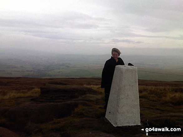 Walk l105 Lad Law (Boulsworth Hill) from Trawden - My son Aaron on the summit of Lad Law (Boulsworth Hill) during our first hike together