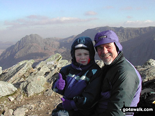 Walk gw187 Y Garn (Glyderau),  Glyder Fawr, Castell y Gwynt and Glyder Fach from Ogwen Cottage, Llyn Ogwen - Me and grandson Kieran on Y Garn (Glyderau)