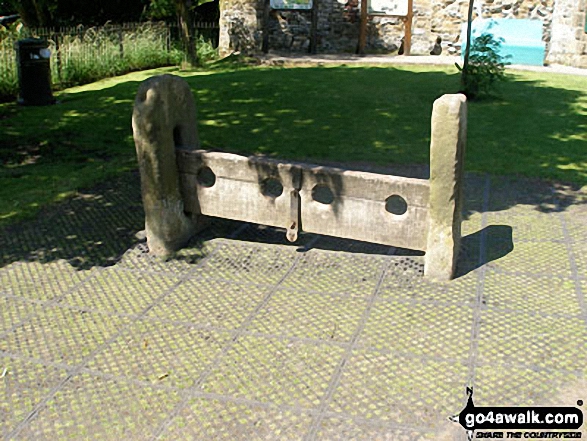 Walk d215 Longstone Edge, High Rake, Calver and Stoney Middleton from Eyam - Village stocks in Eyam