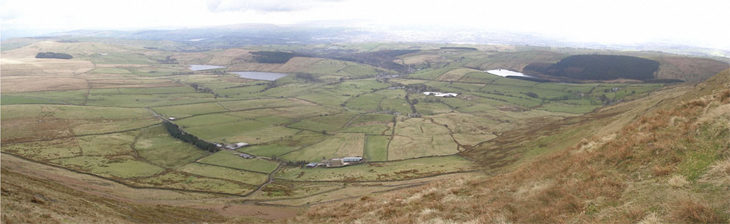 Walk l112 Pendle Hill via Boar Clough from Barley - Looking East from the summit of Pendle Hill (Beacon or Big End)