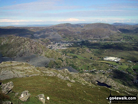 Blaenau Ffestiniog with Manod Mawr beyond from the summit of Moel-yr-hydd 