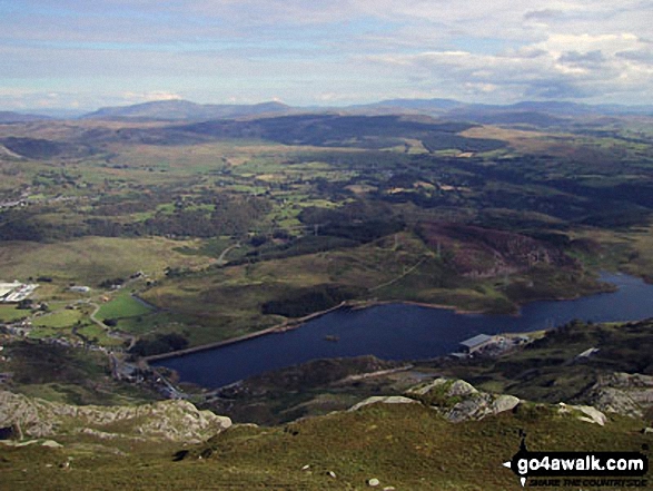 Walk gw200 Moel-yr-hydd, Moelwyn Mawr and Moelwyn Bach from Tanygrisiau - Tanygrisiau Reservoir from the summit of Moel-yr-hydd