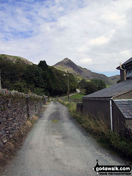 Walk gw224 Cnicht, Hafod-yr-Hydd and Moelwyn Mawr from Croesor - Cnicht - aka The Welsh Matterhorn - from the lane out of Croesor