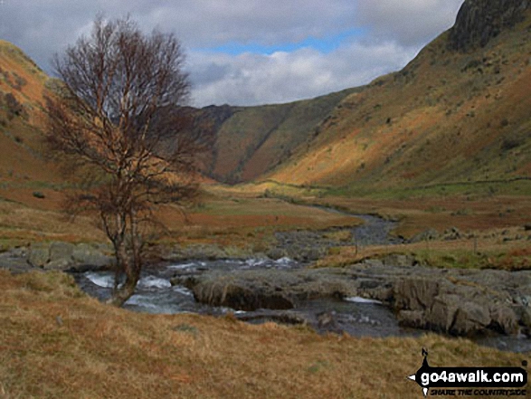 Walk c243 High Raise and Ullscarf from Rosthwaite - Langstrath and Eagle Crag (right)