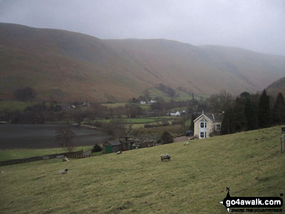 Walk c304 Beda Head and Place Fell from Howtown - Waternook, Howtown and Ullswater from near Geordie's Crag