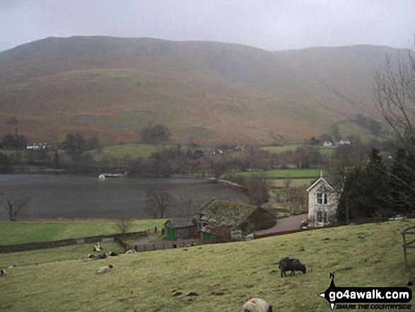 Walk c227 Martindale from Howtown - Waternook, Howtown and Ullswater with Bonscale Pike beyond from near Geordie's Crag