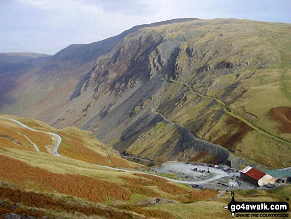 Walk c151 Great Gable, Kirk Fell and Hay Stacks from Honister Hause - Robinson towering above Honister Pass from the lower slopes of Grey Knotts