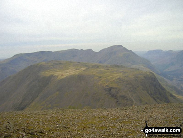 Walk c120 The Ennerdale Horseshoe - Kirk Fell with Pillar and Little Scoat Fell beyond from Great Gable summit