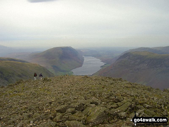 Walk c120 The Ennerdale Horseshoe - Wast Water with Illgill Head (left) and Yewbarrow (right) from Great Gable summit