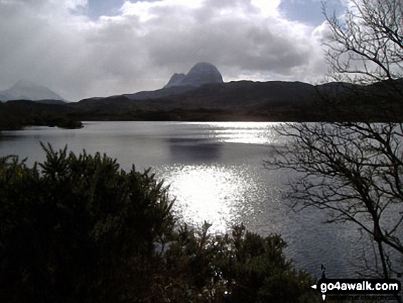 Suilven (Caisteal Liath) and Meall Meadhonach (Suilven) across Loch Druim Suardalain