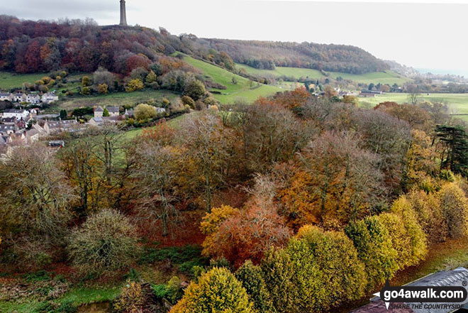 North Nibley in autumn colours with Tyndale Monument on Nibley Knoll in the background Nibley Knoll is occasionally called Nibley Knob!