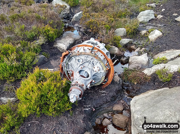 Walk d298 Back Tor and Margery Hill from Fairholmes Car Park, Ladybower Reservoir - Wreckage of the crashed Airspeed Consul TF-RPM aircraft on Crow Stones Edge