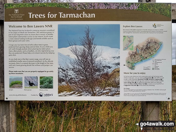 Trees for Tarmachan sign in Ben Lawers National Nature Reserve