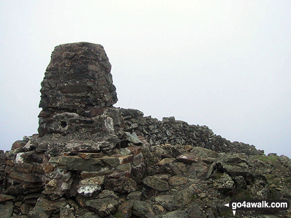 The trig point on the summit of Moel Hebog 