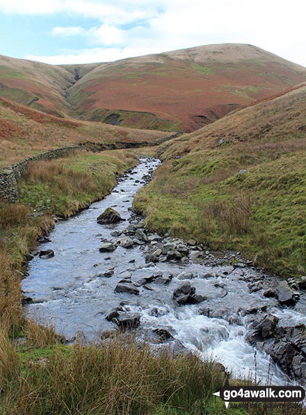 Walk c156 Carlingill Spout, Black Force, Fell Head (Howgills) and Lingshaw from Carlingill Bridge - Uldale Head from Carlin Gill