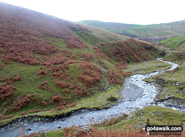 Walk c156 Carlingill Spout, Black Force, Fell Head (Howgills) and Lingshaw from Carlingill Bridge - Carlingill Beck