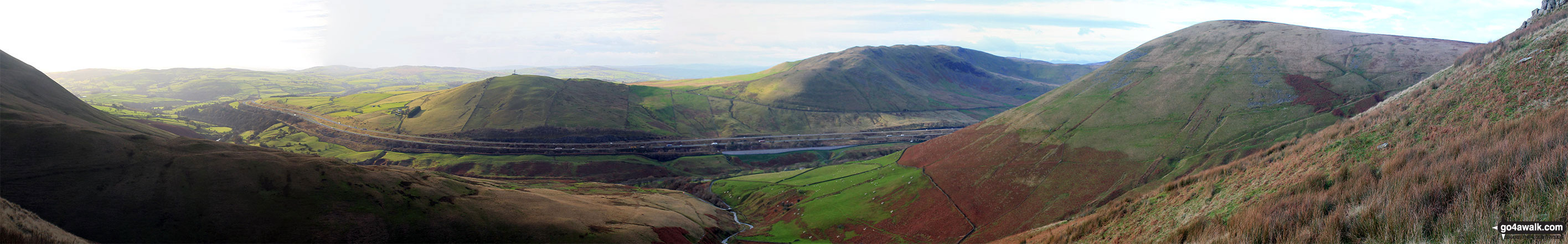 Walk c156 Carlingill Spout, Black Force, Fell Head (Howgills) and Lingshaw from Carlingill Bridge - The M6 Motorway, Dillicar Common, Grayrigg Forest and Blease Fell from the upper slopes of Uldale Head