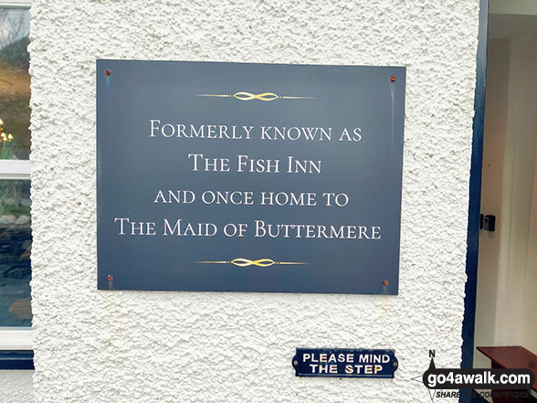 Walk c397 The Buttermere Fells from Buttermere - Plaque at the entrance to The Buttermere Court Hotel in Buttermere - formerly known as the Fish Inn