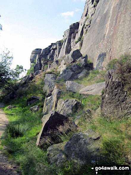 Walk d303 White Edge (Big Moor), Curbar Edge and Froggatt Edge from Longshaw Country Park - Froggatt Edge from below